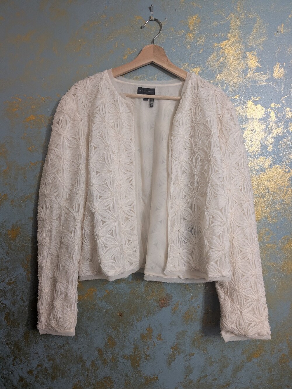 Donna Karan New York Ivory Textured Open-Front Blazer Jacket